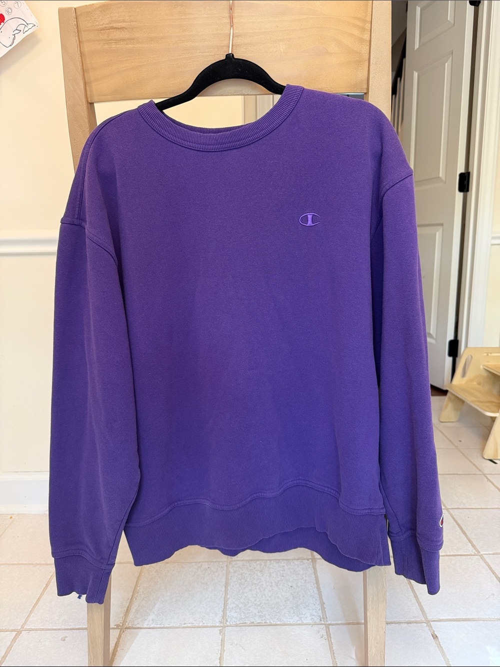 Champion Men's Purple Crewneck Sweatshirt - Solid Purple